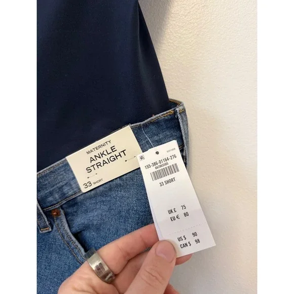 Abercrombie & Fitch Maternity Ankle Straight Jean – Dark  – Size 33 Short – NWT - Picture 3 of 6